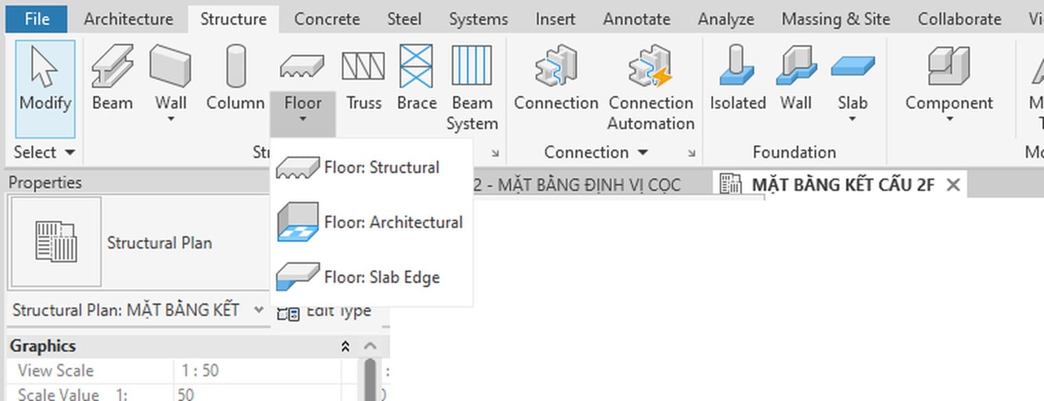 The Floor drop-down on the Structure tab
