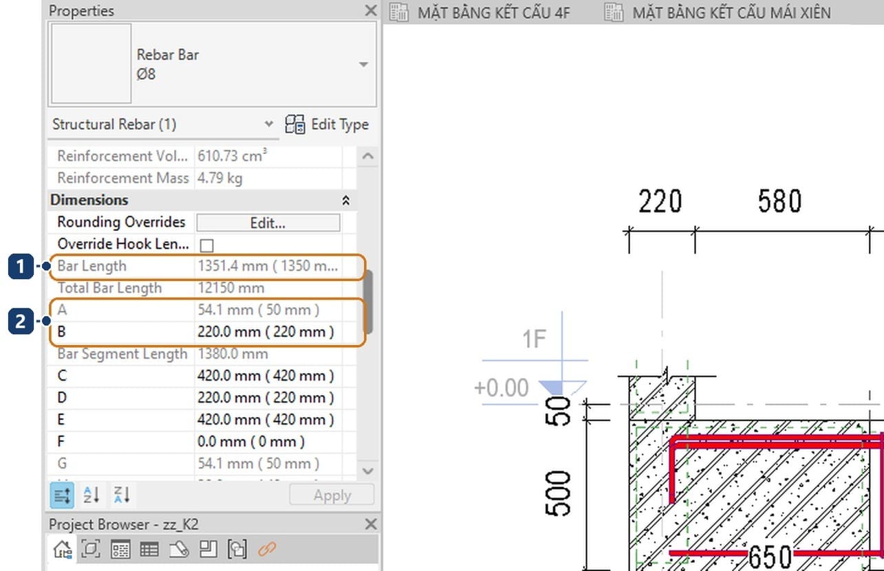 1 the bar length shown with its rounded value beside it. 2 each segment of the bar also shows both values