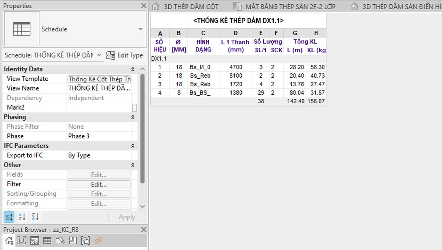 The Properties palette of a schedule locked by a View Template: Fields, Sorting Grouping and Formatting greyed out, Filter still live