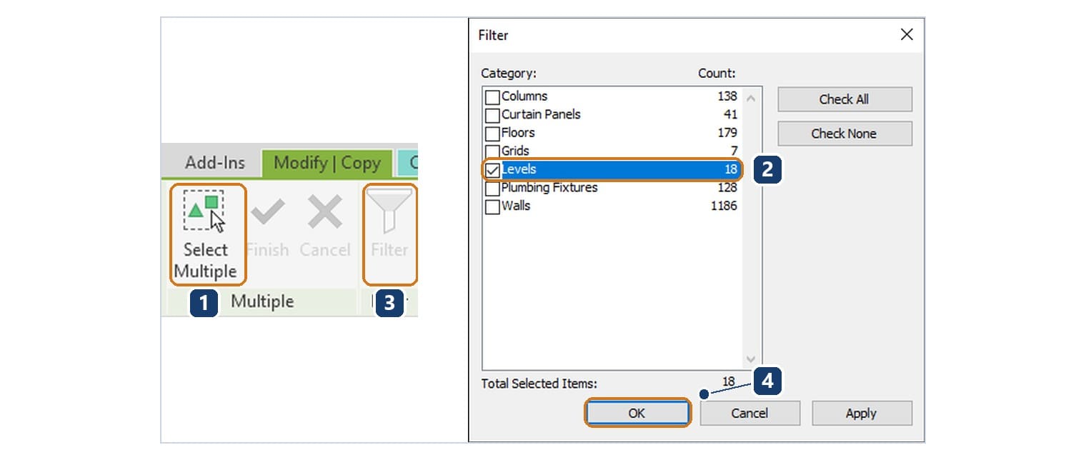 Select Multiple và hộp Filter