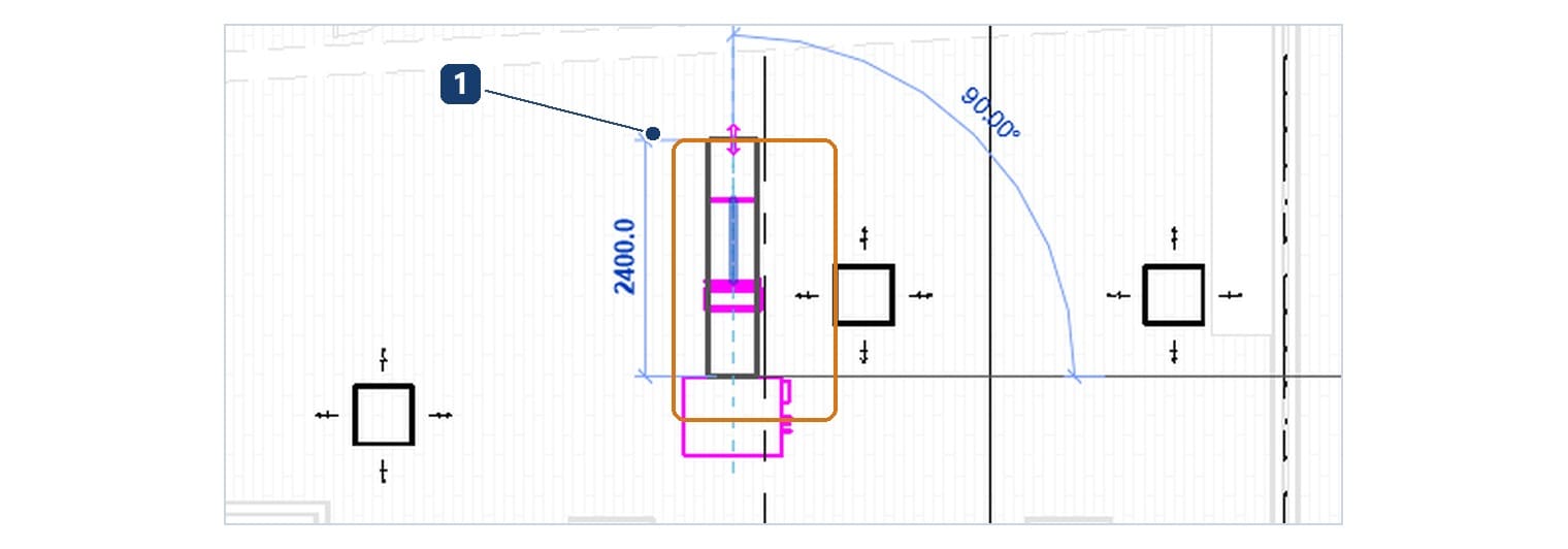 1 ống bắt đầu từ connector của dàn lạnh; kích thước tạm 2400 là chiều dài đoạn đang kéo, gõ số rồi Enter là chốt