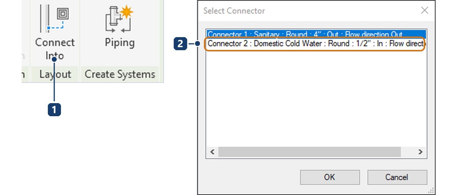 Connect Into and the Select Connector dialog