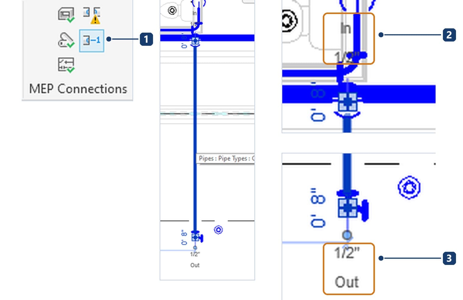 Show Connector Controls on a pipe branch