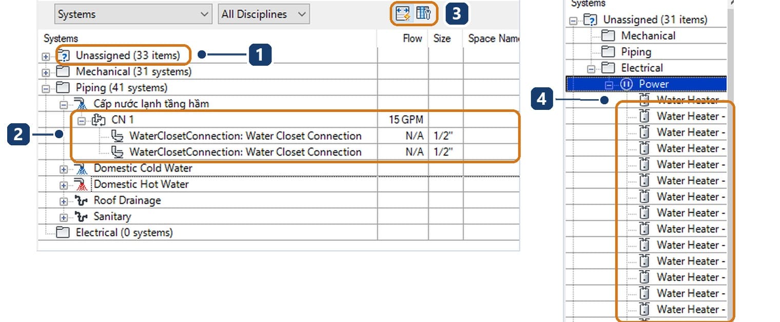 The System Browser with the new system and the Unassigned group