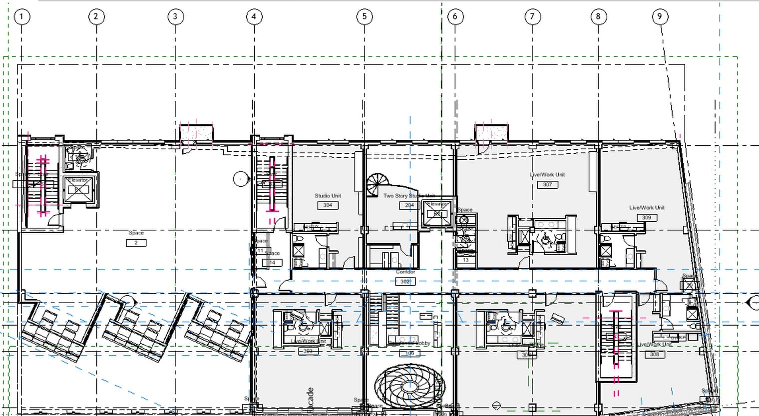 Mặt bằng tầng điển hình sau khi Space lấy tên và số phòng từ mô hình kiến trúc