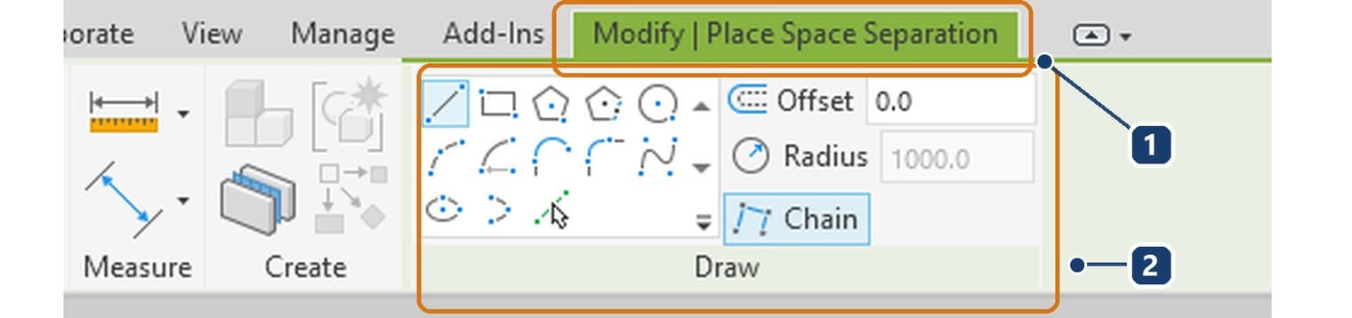 Vẽ Space Separator để khép vùng