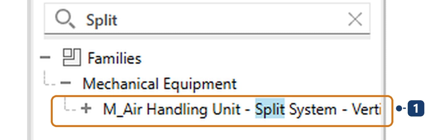 Tệp mẫu chỉ có một thiết bị kiểu split: M_Air Handling Unit - Split System - Vertical 1