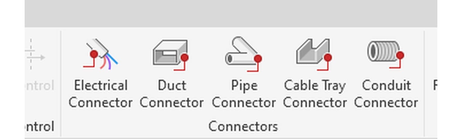 Năm nút: Electrical Connector, Duct Connector, Pipe Connector, Cable Tray Connector, Conduit Connector