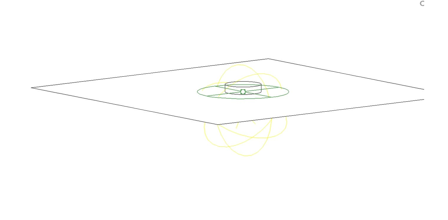 A recessed downlight family built in Revit 2027: the fixture body, the plan symbol and the cone of the light source in the 3D view