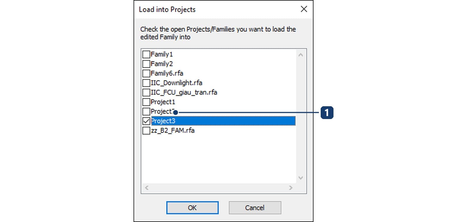 Tick the project that should receive the receptacle family