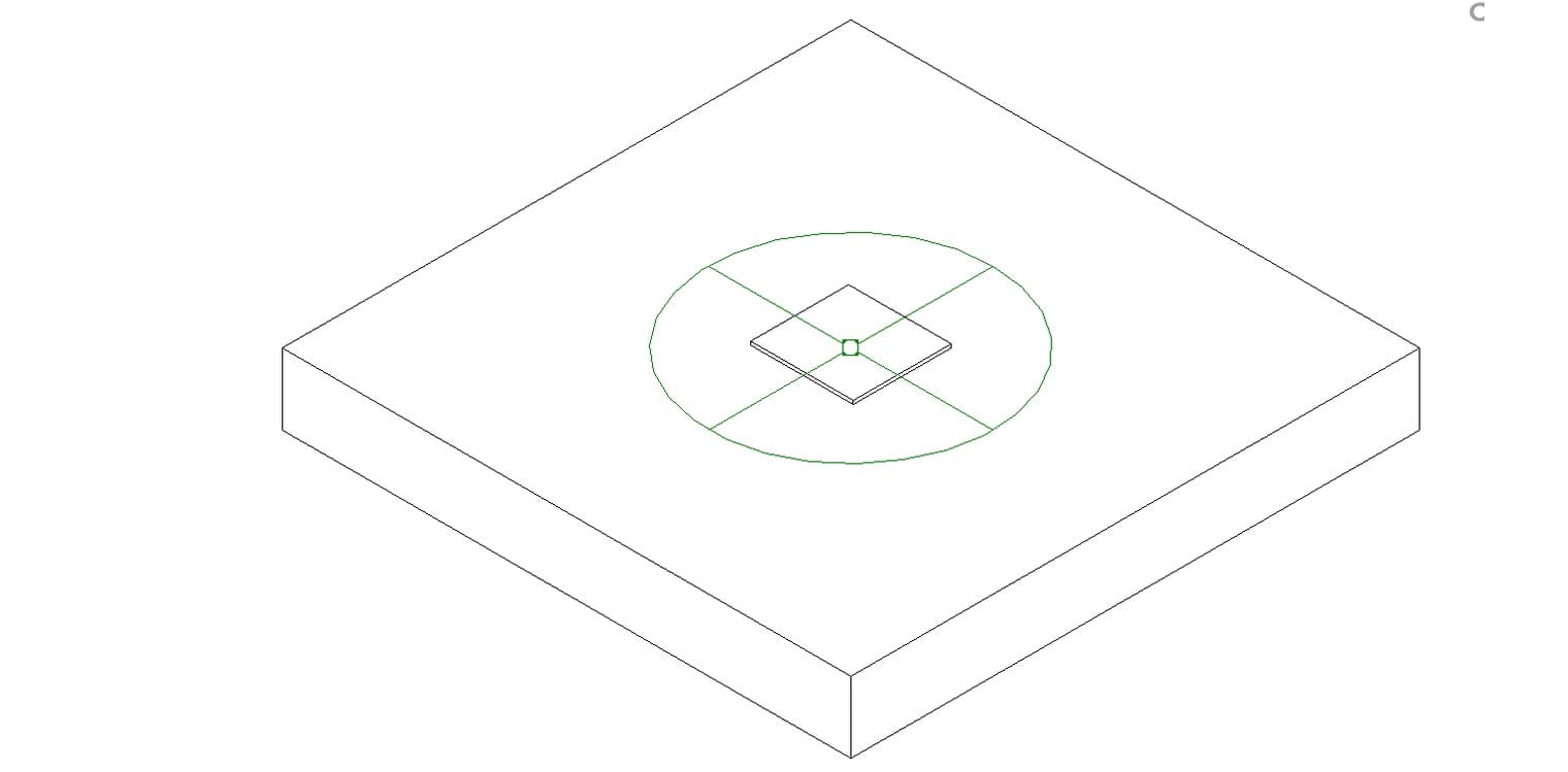 A face based receptacle family built in Revit 2027: the plate solid on the placeholder host and the electrical connector in the middle