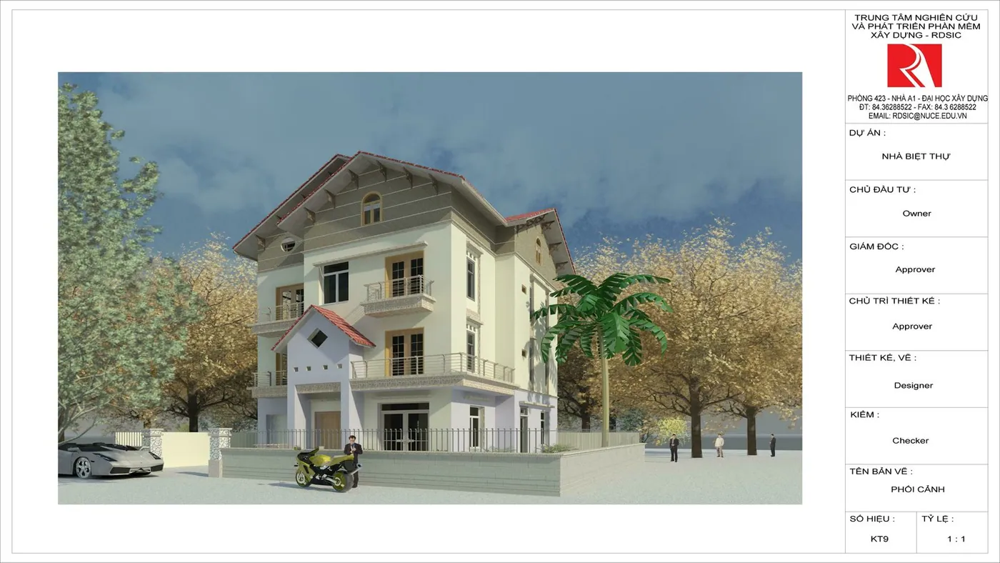Villa perspective rendered directly from a Revit Architecture model