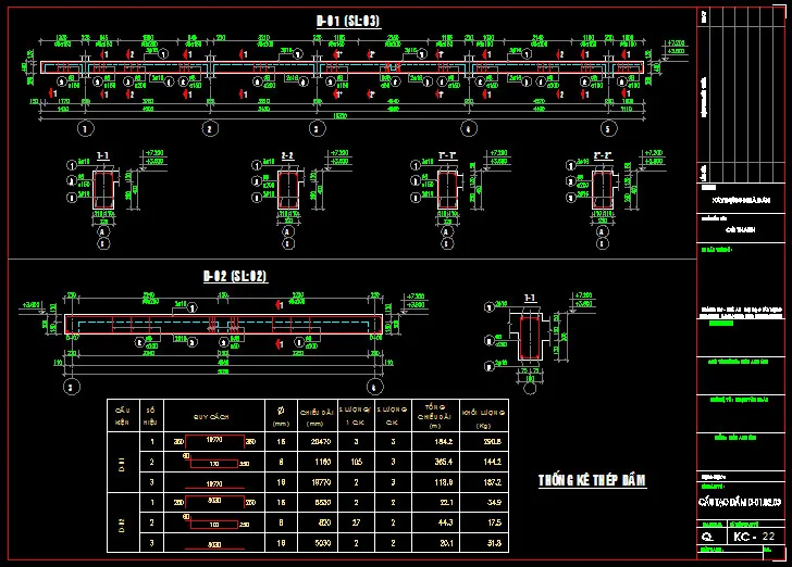 Bản vẽ dầm của học viên khóa học autocad nâng cao