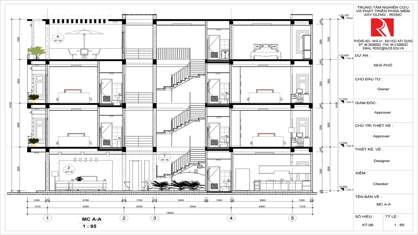 Section A-A drawing sheet produced from a Revit Architecture model