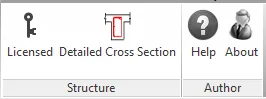 The Licensed, Detailed Cross Section, Help and About buttons on the ToRD tab