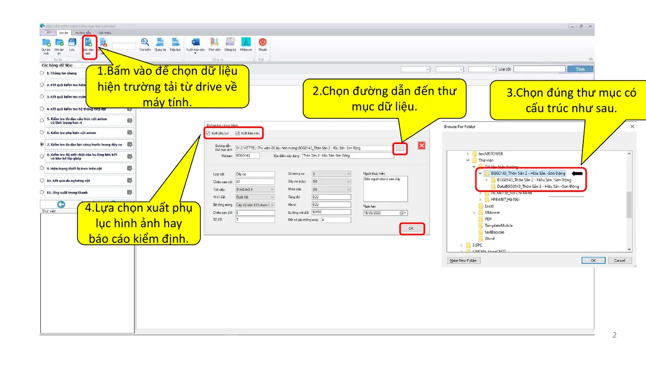 Selecting the field data folder downloaded from Google Drive