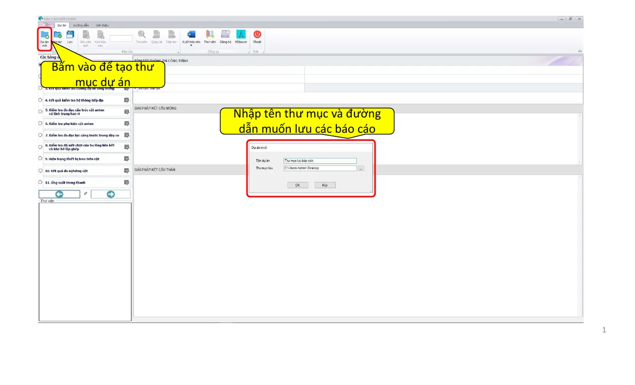 New project dialog in BCKĐ