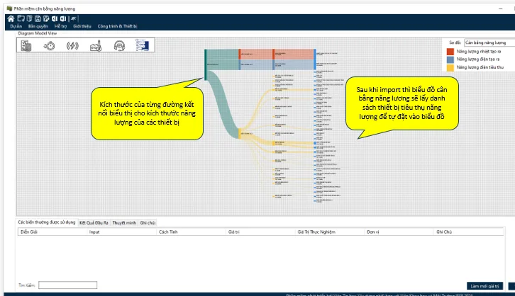 Energy balance module after importing data from the mass balance module