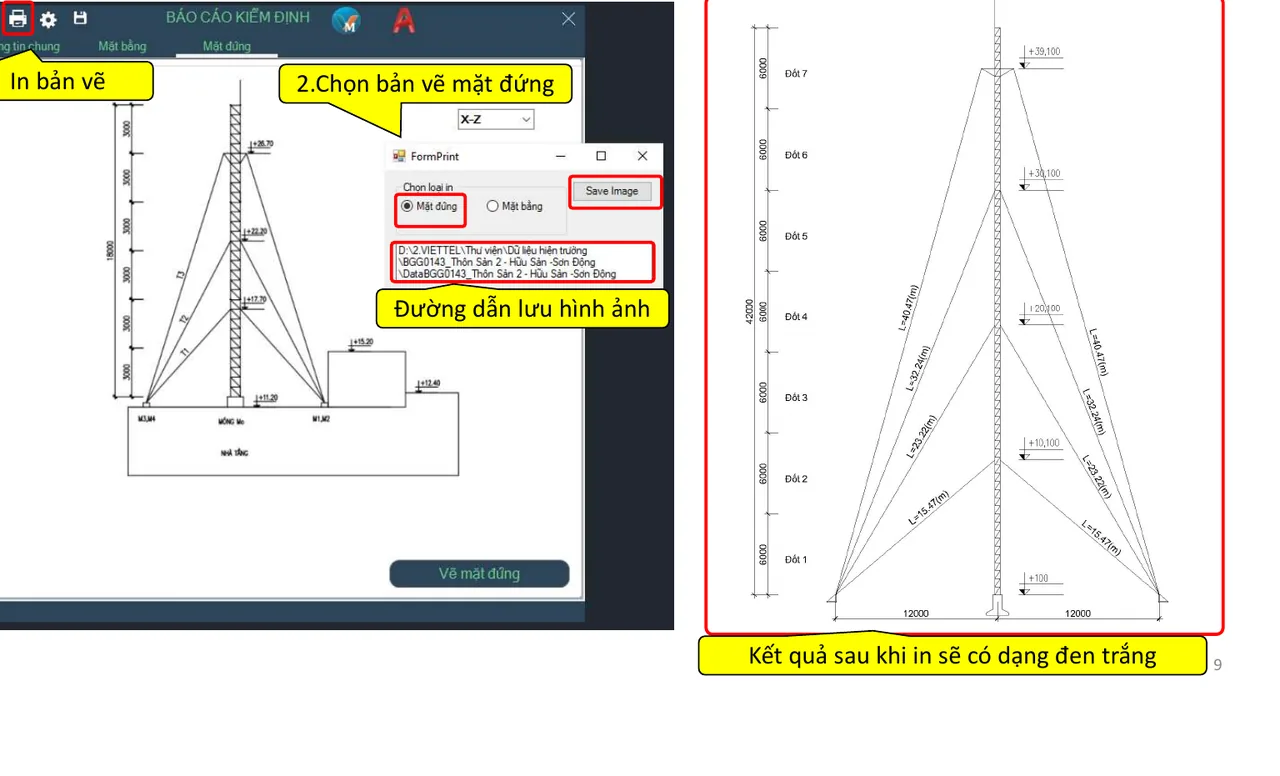 Printing the antenna tower elevation to an image