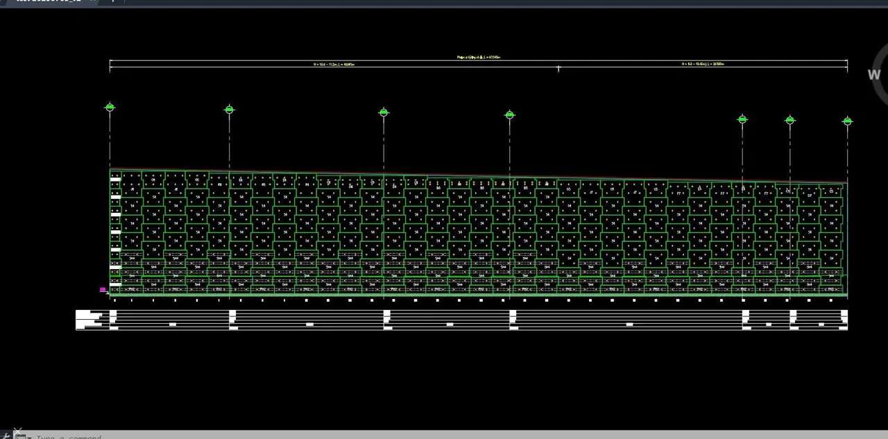 Retaining wall general arrangement with panels placed automatically by VinhHungTool in AutoCAD